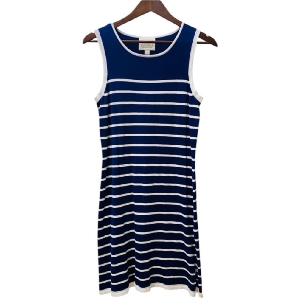 Sail to Sable Blue & White Striped Nautical Sleeveless Dress Size Small